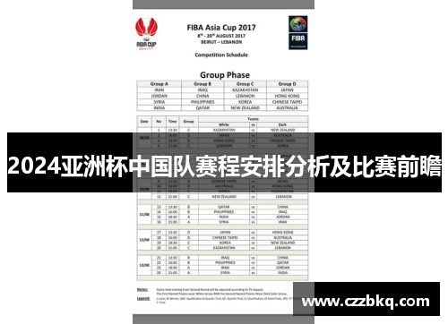 2024亚洲杯中国队赛程安排分析及比赛前瞻